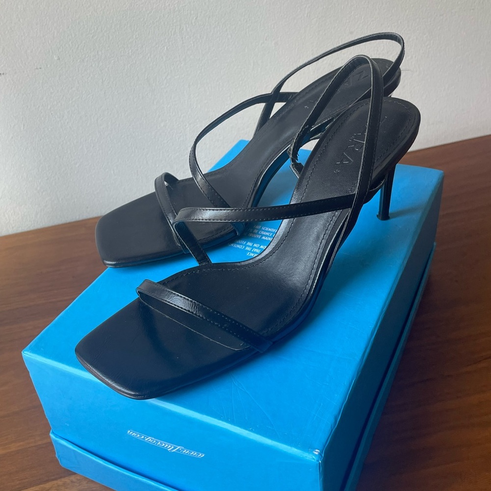 Zara classic black leather high heel strappy sandal | EU 41, US 9.5